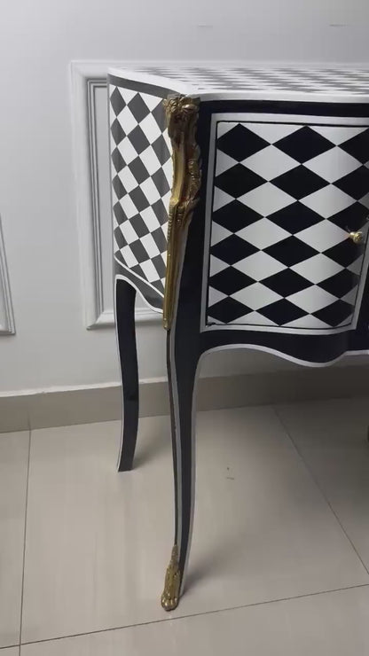 Unique Louis XV Courtly Checkered Side Table