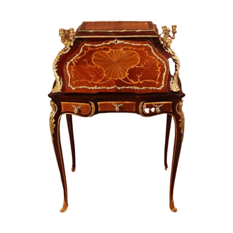 French Louis XV-Style Gilt Bronze Mahogany and Tulipwood Mounted Writing Desk