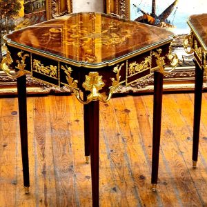 French Louis XV Style Marquetry Side/console Tables with Gilt Bronze Mounts Set (3
