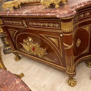 French Empire Style Ormolu-Mounted Commode with Marble Top – Neoclassical Luxury Chest