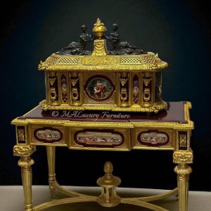 Marie Antoinette Gilt Bronze & Porcelain Jewelry Box with Table