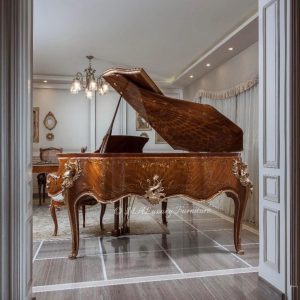 Luxury Hand-Crafted Grand Piano – Louis XV Style with Ornate Carvings & Matching Stool