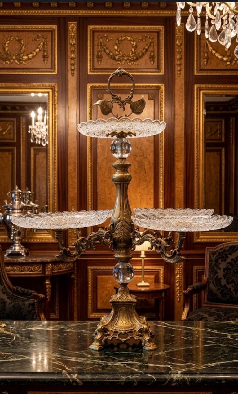 Vintage French Crystal & Gilt Bronze Five-Tier Bonbonniere Stand | Rococo Dessert Server | Crystal Centerpiece