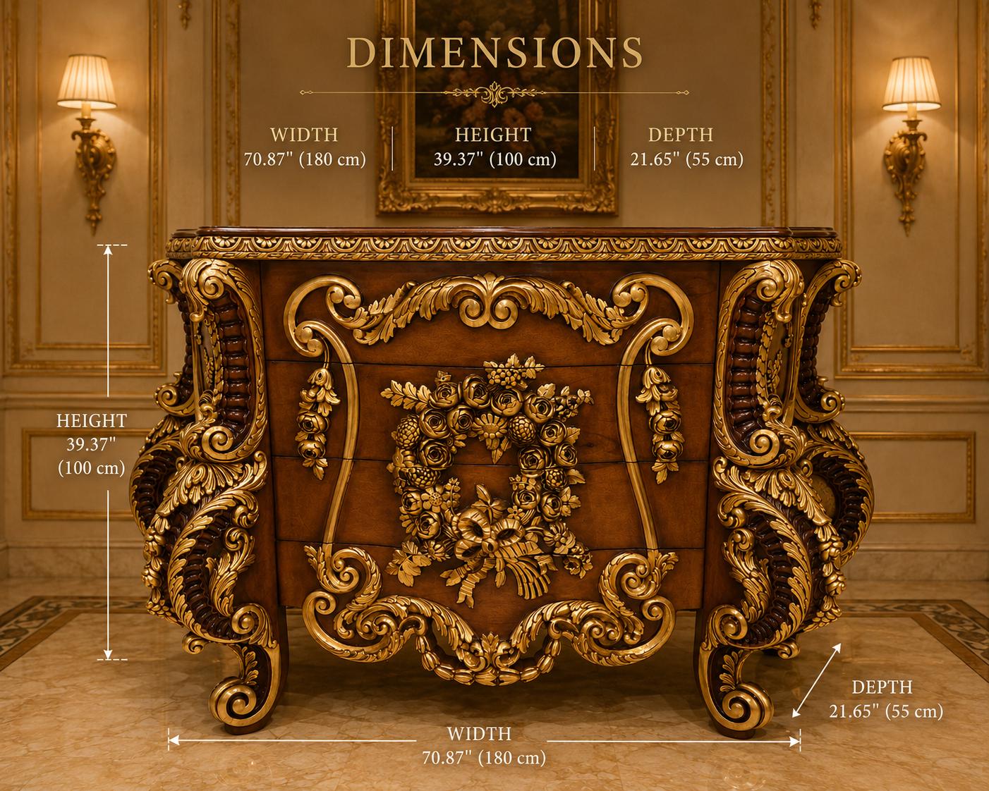Louis XV Hand-Carved Baroque Chest of Drawers