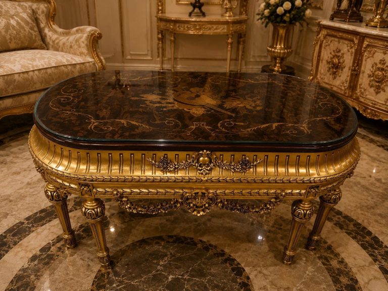 French Louis XVI Marquetry Empire Revival oval center table
