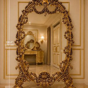Monumental French Louis XVI Gilt Floor Mirror- 8 ft