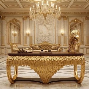 Elegant Gold Eagle Sculpture for Executive Desk Unique Office Decor