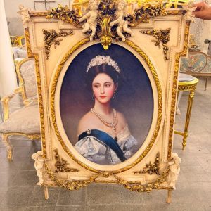 Vintage Grand French Rococo Portrait Wall Art 47” Tall