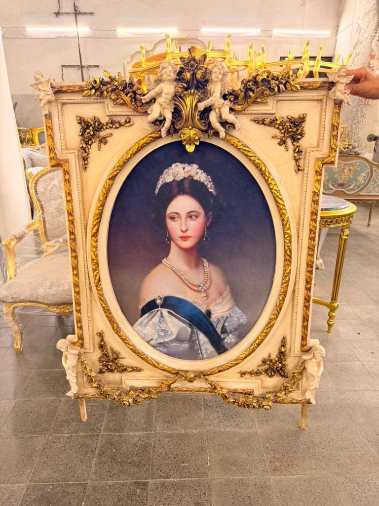 Vintage Grand French Rococo Portrait Wall Art 47” Tall