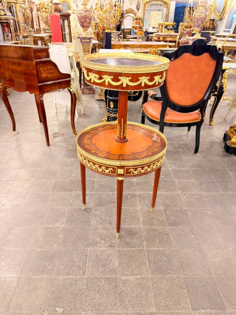 Vintage Two-Tier Mahogany Dessert Trolley on Casters