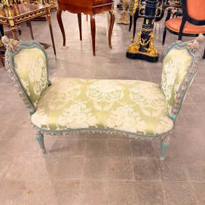 Vintage French Louis XV Double-Ended Settee upholstery 52” W