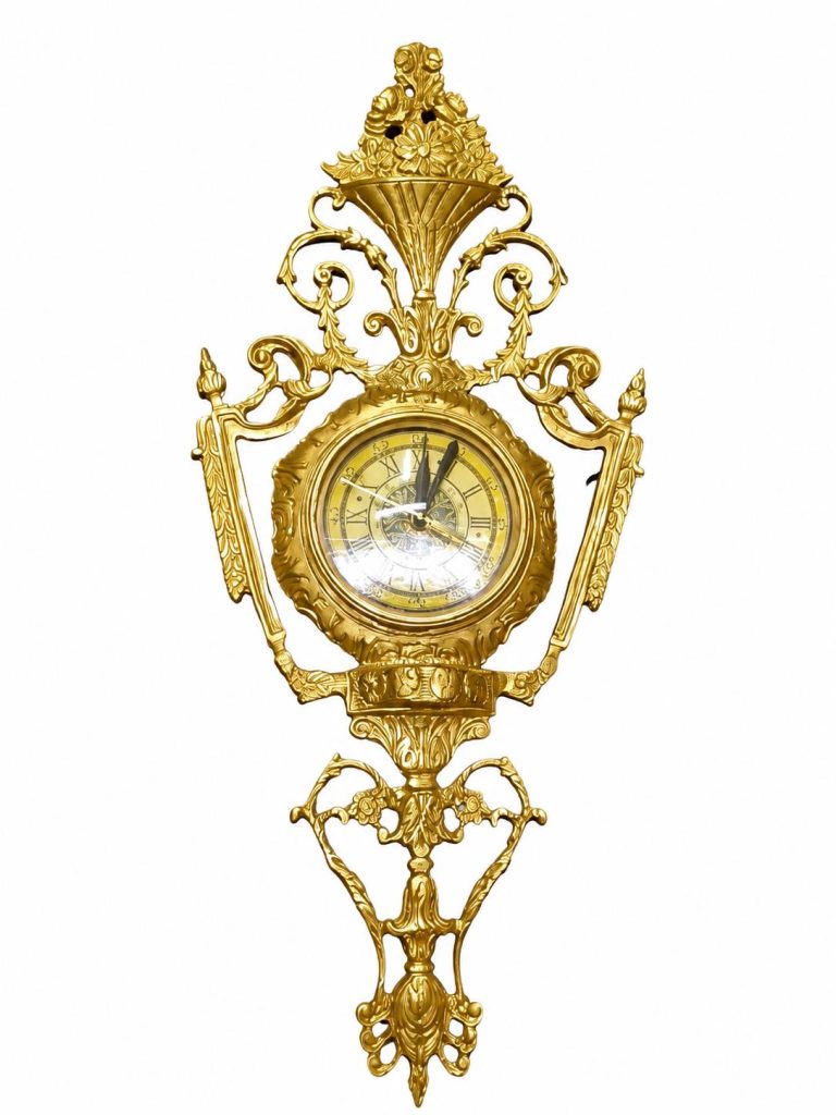 French Rococo Gilt Wall Clock