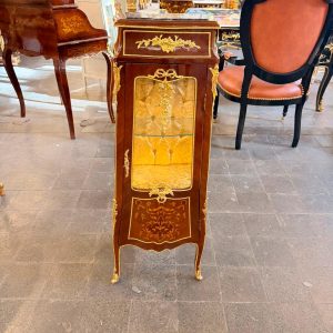 Vintage petite Vitrine hidden compartment Marble top