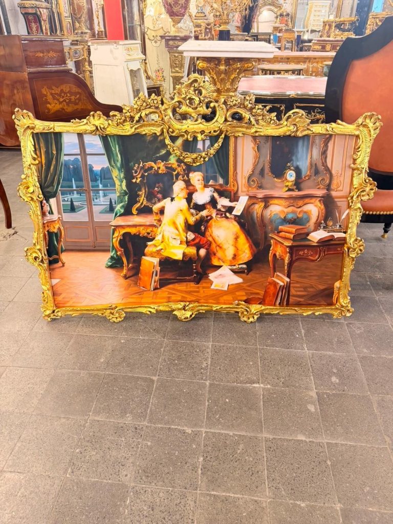 Vintage Romantic Grand Rococo aristocratic drawing Room Wall Art 55” W