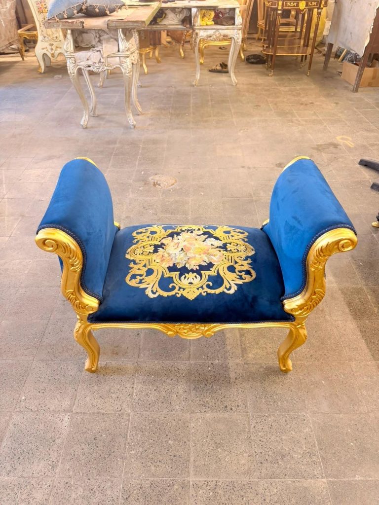 Vintage Mini Velvet Royal blue Stool